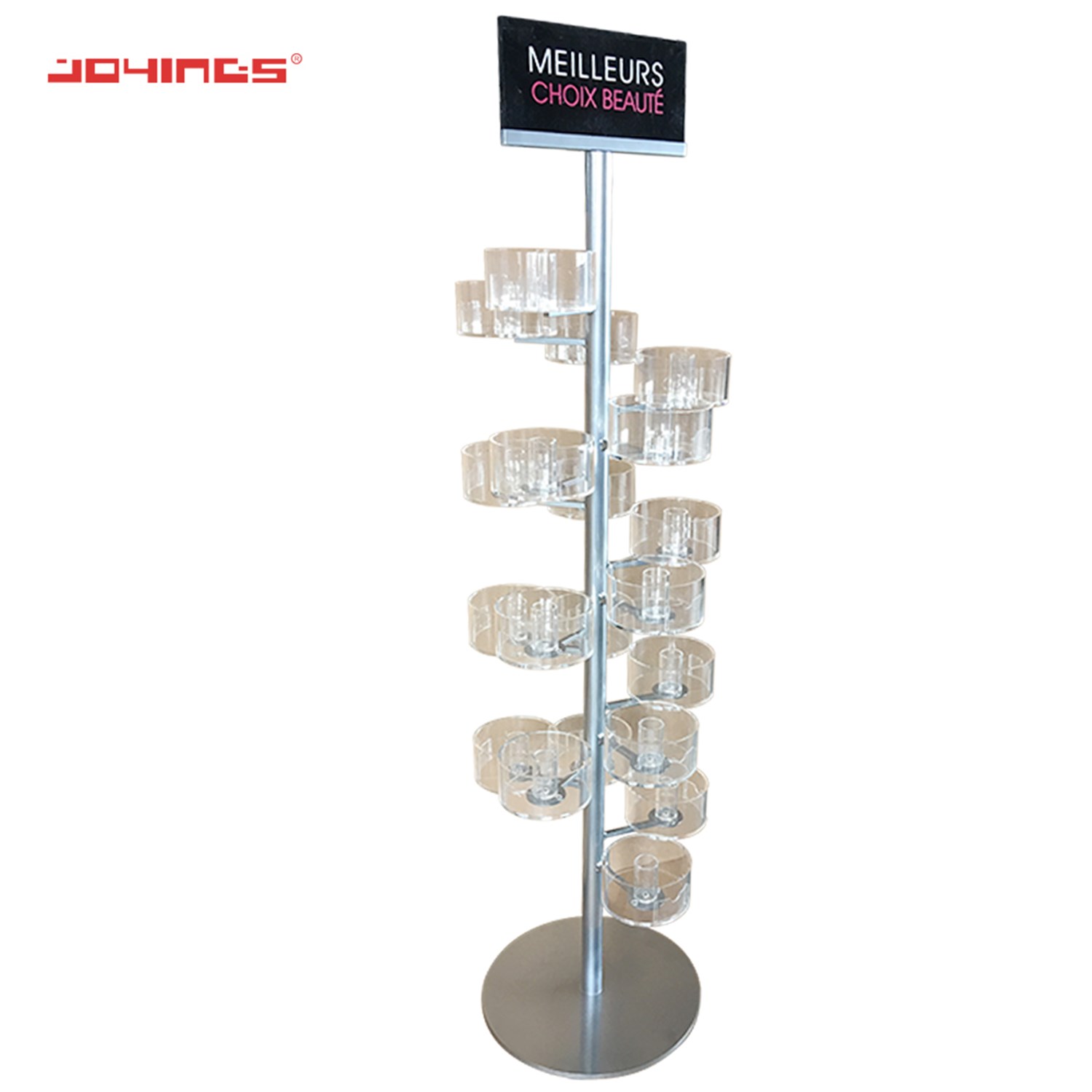 Metal Cosmetics Display Stand with clear acrylic boxes